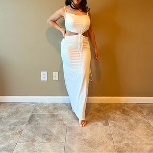 White floor length dress